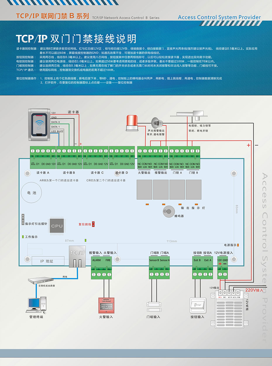 TCP/IP双门接线图