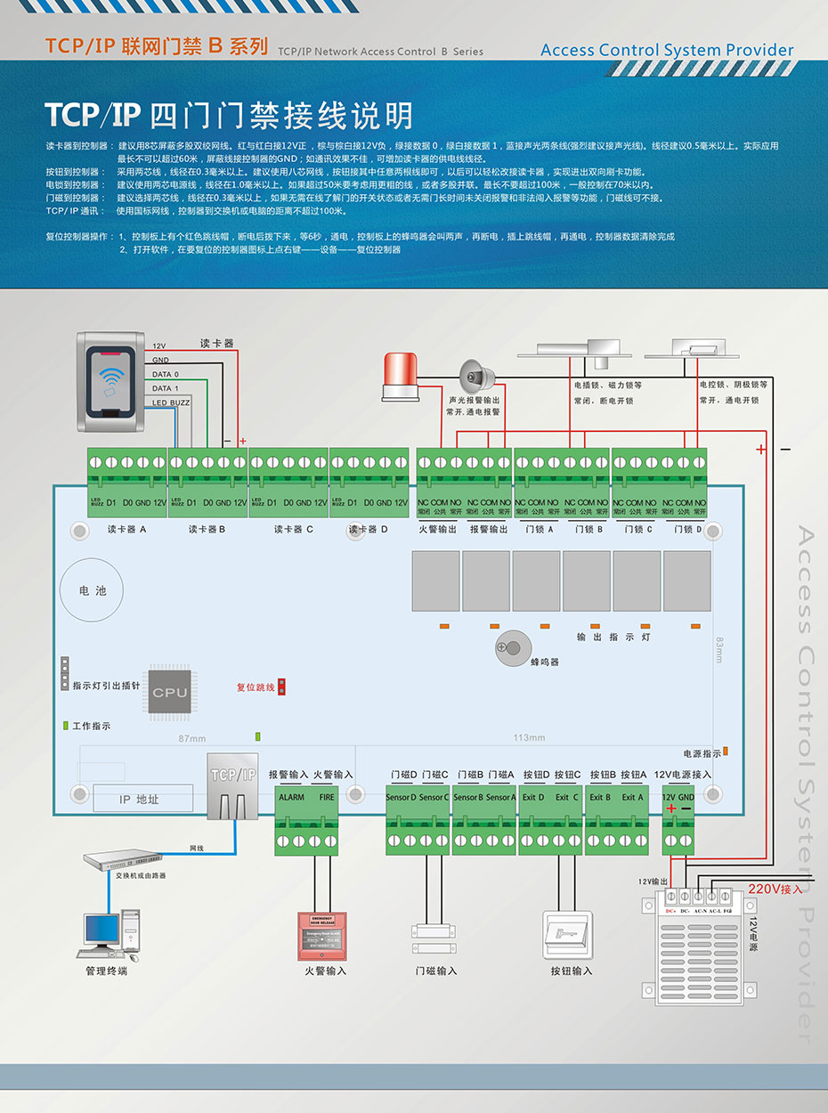 TCP/IP四门单向接线图